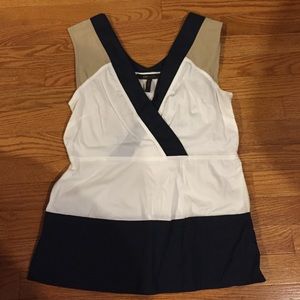 BCBGMAXAZRIA blue, white, and tan tank top