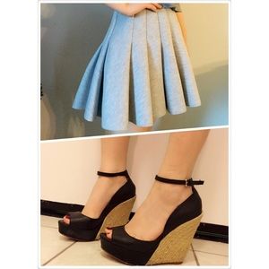Bundle= HM pleat d skirt+Zara wedges