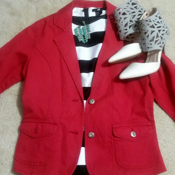 🎉HP🎉Bright Red Cordorouy Blazer Jacket - Picture 1 of 4