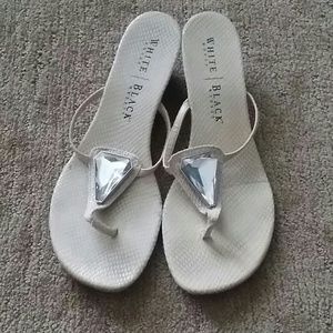 White and Black jeweled sandals