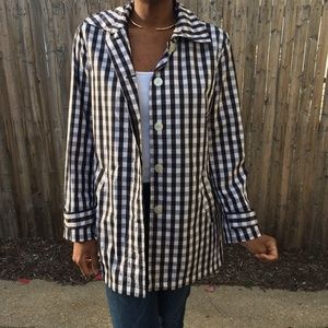 Rain/trench plaid black and white coat