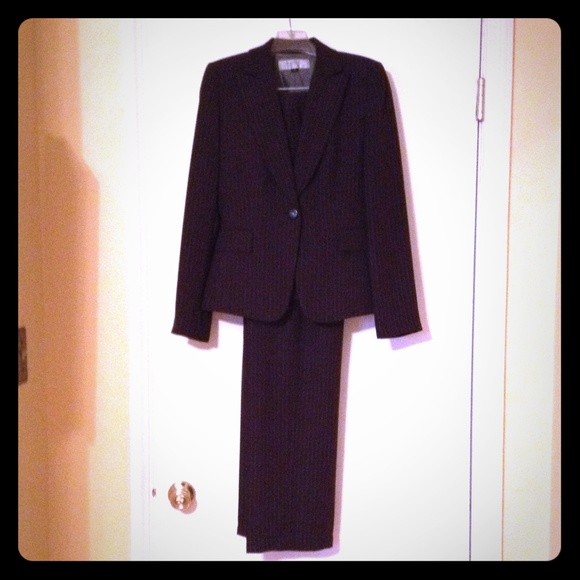 3 Piece Tahari brown pinstripe suit