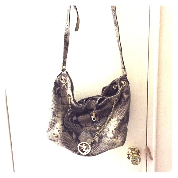 Snakeskin Michael Kores large crossbody bag - Picture 1 of 3