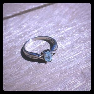 Silver aqua marine ring