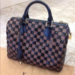 Louis Vuitton Pailettes Ebene Speedy 30 Sequin Bag