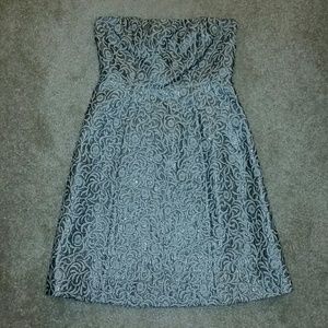 Silver/Pewter and Cream Floral Tube Dress