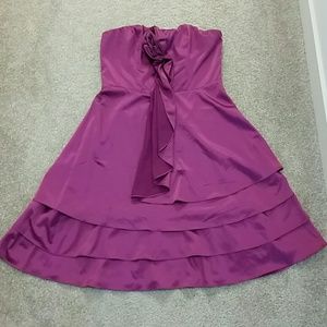 Satin Fuchsia Ruffled Strapless Dress