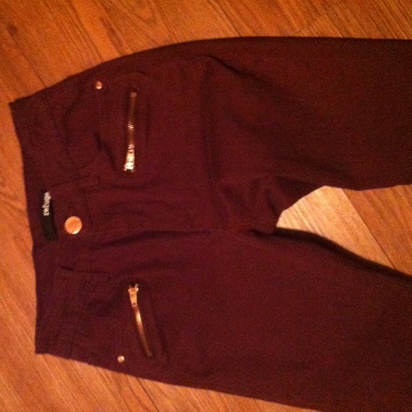 Maroon high waisted jeans