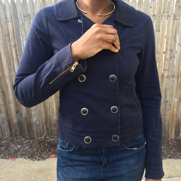 Navy blue double side military jacket