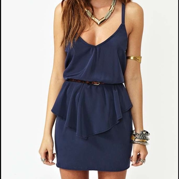 Nasty Gal twisted peplum dress in navy