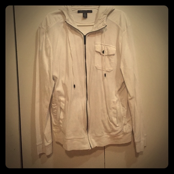 Kenneth Cole white zip up hoodie.