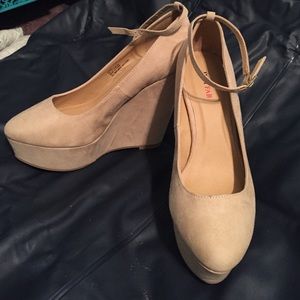 JustFab NEW!- nude platform wedges