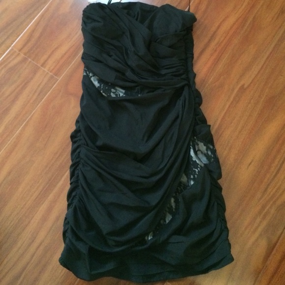 Black lace strapless express dress