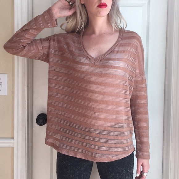 Sheer knit v-neck