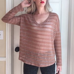 Sheer knit v-neck