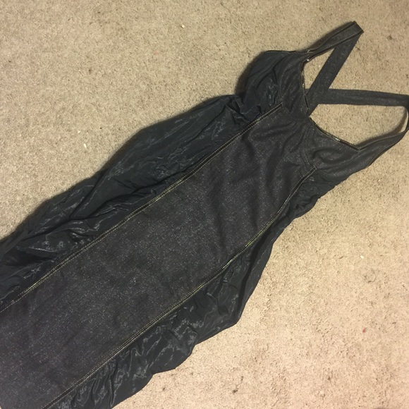 Midi dress diesel leather and denim