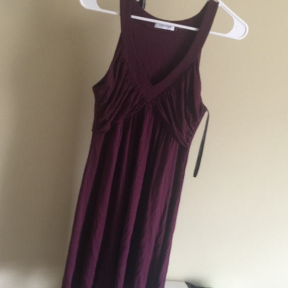 Wine colored Calvin Klein V-Neck Dress Sz 12
