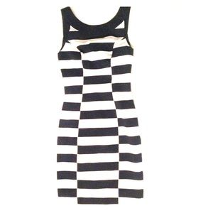 H&M navy blue & white bodycon