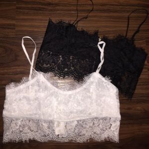 Two lace bralettes