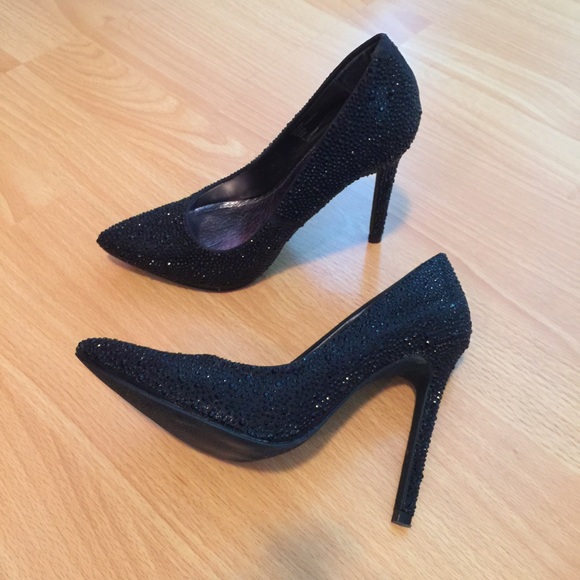 Black rhinestone shoes with NWB