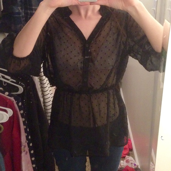 🚫Sheer Black Polka Dot Top🚫 - Picture 2 of 2