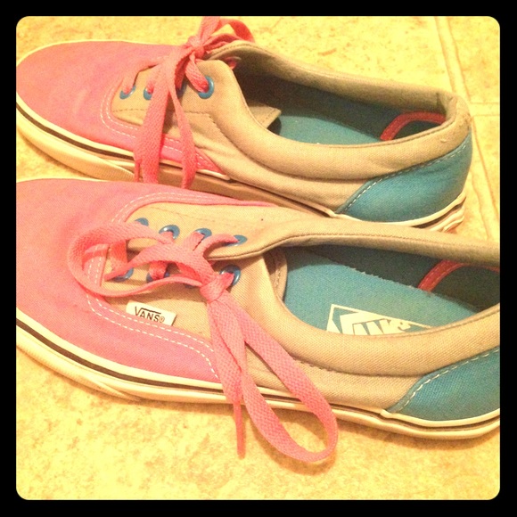Pink and blue Vans