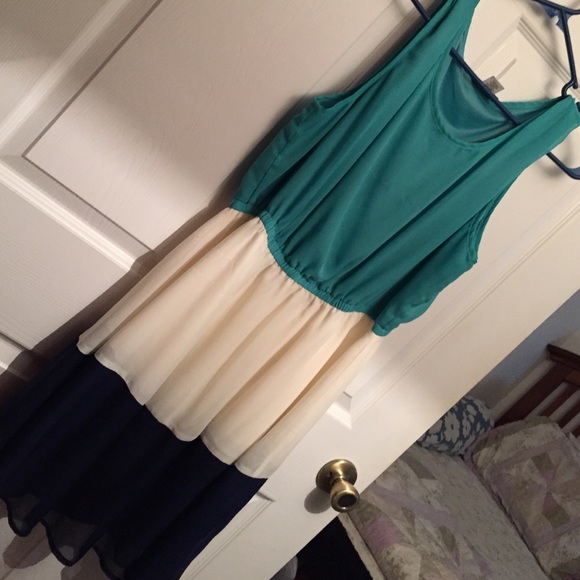 Color block blue dress