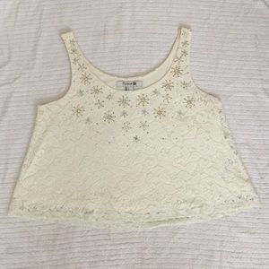 Forever 21 Cream Lace Top Size Small
