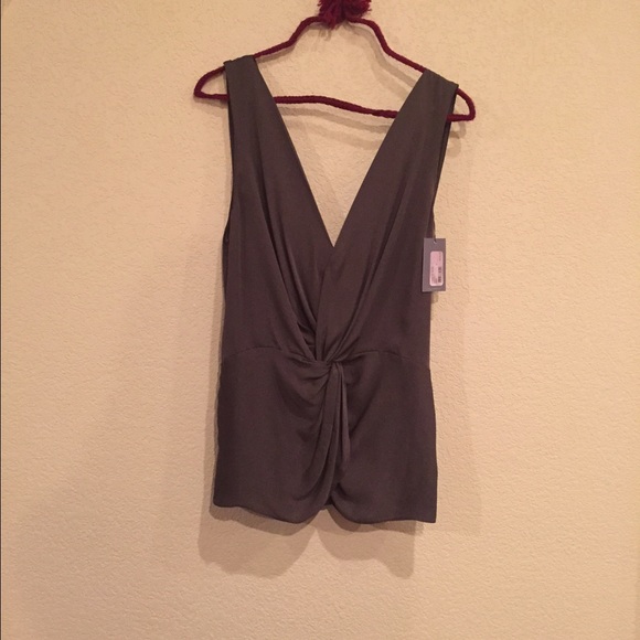 Gray crossover short sleeve blouse