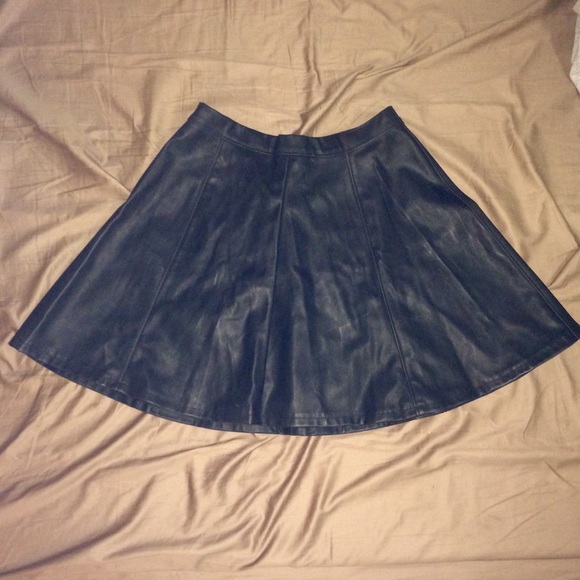 Faux Leather Skater Skirt