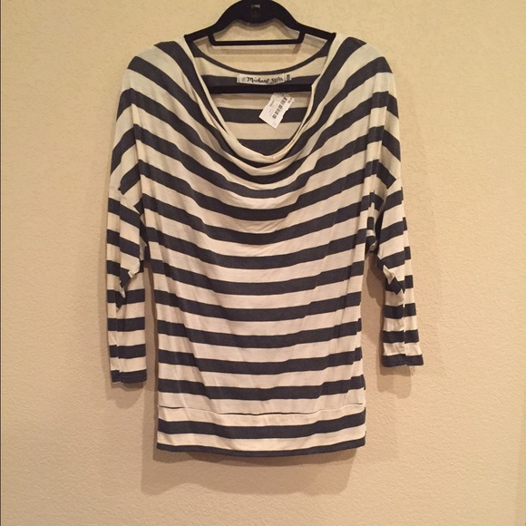 Gray and ivory striped shirt