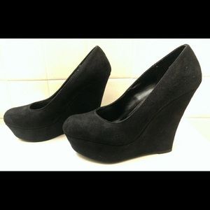 Black suede wedge