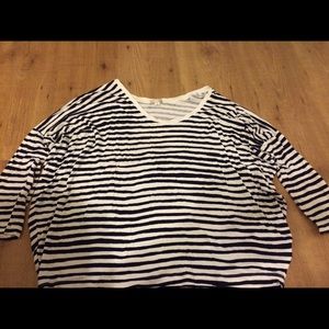 Black/White Striped Half Sleeve Top