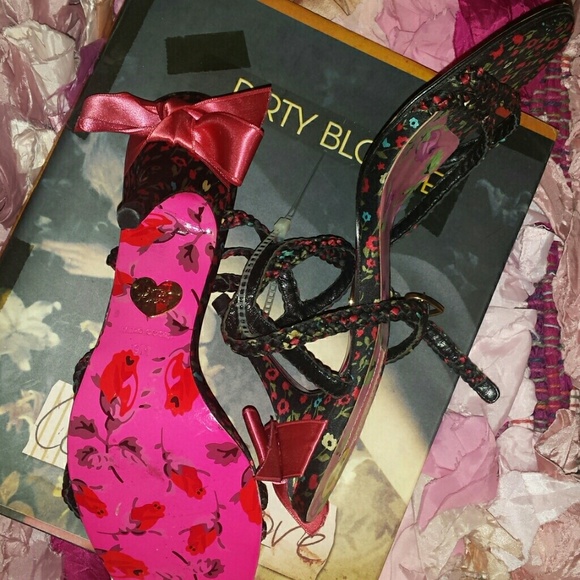 Betsey Johnson Strap Floral Flirty Heels