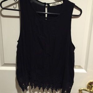 Black with crotchet lace bottom tank top