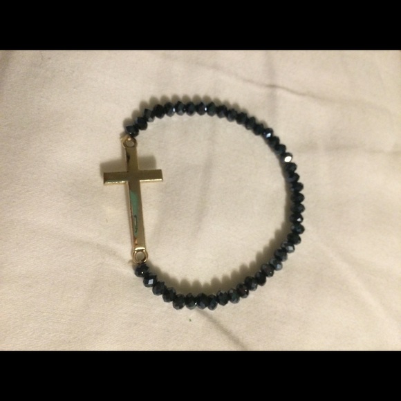 Gorgeous dark Blue cross bracelet- brand new