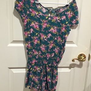 Teal floral romper