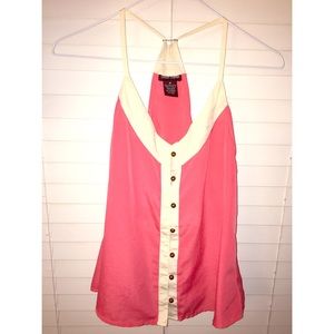 Coral button down tank top