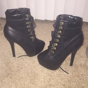 Black combat booties