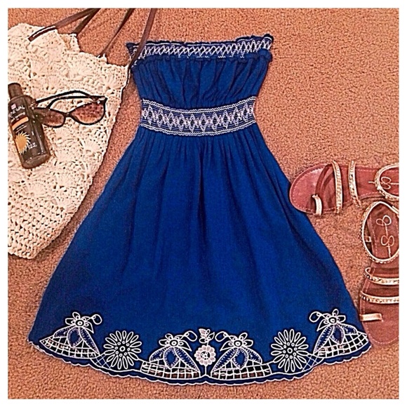 Sun dress: in a beautiful royal blue - Picture 1 of 4