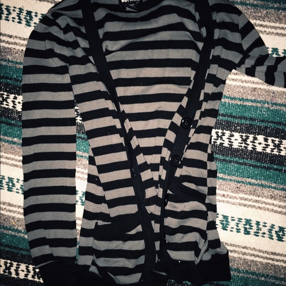 Black and Gray Striped Cardigan - Picture 1 of 1