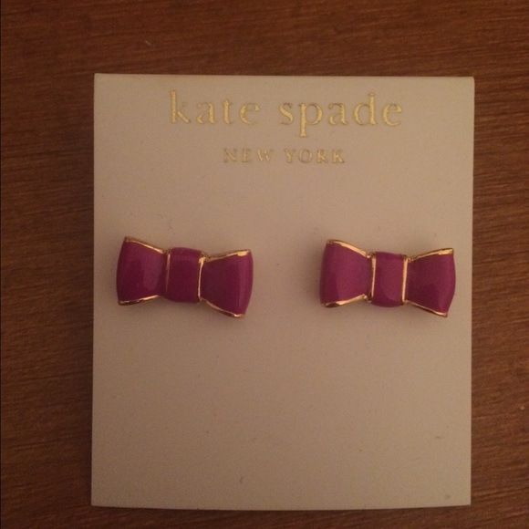 Purple/Magenta bow Kate Spade stud earrings