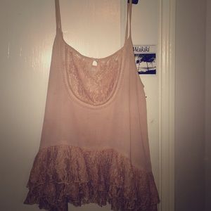 Light pink urban outfitters flowy ruffled lace top