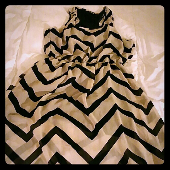 Blue and Cream Chevron Dress