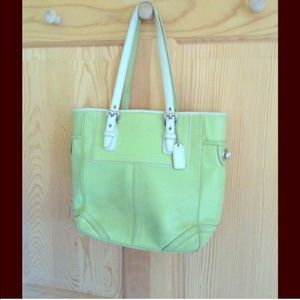 Light green coach tote bag
