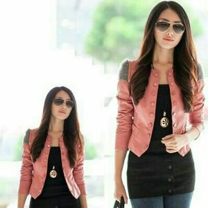 Faux leather pink jacket