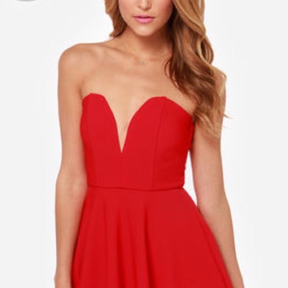Lukes red strapless dress