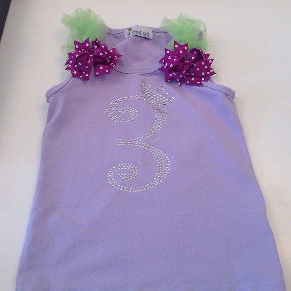 Toddler purple "3" rhinestone top