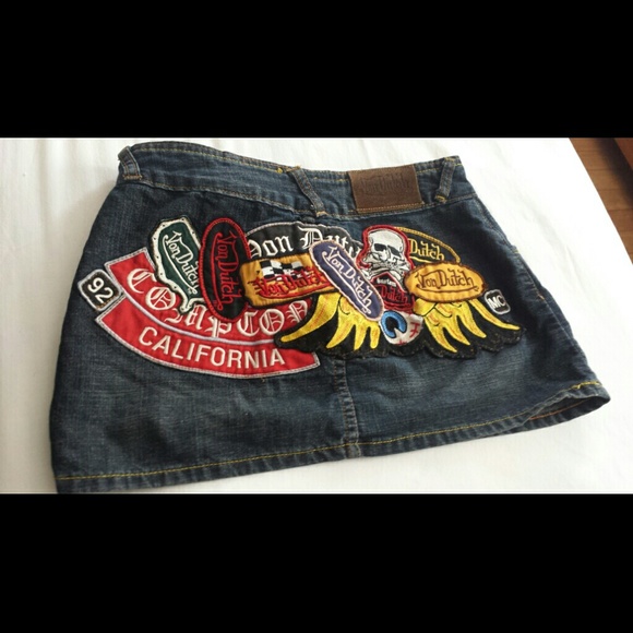 RARE Von Dutch denim skirt