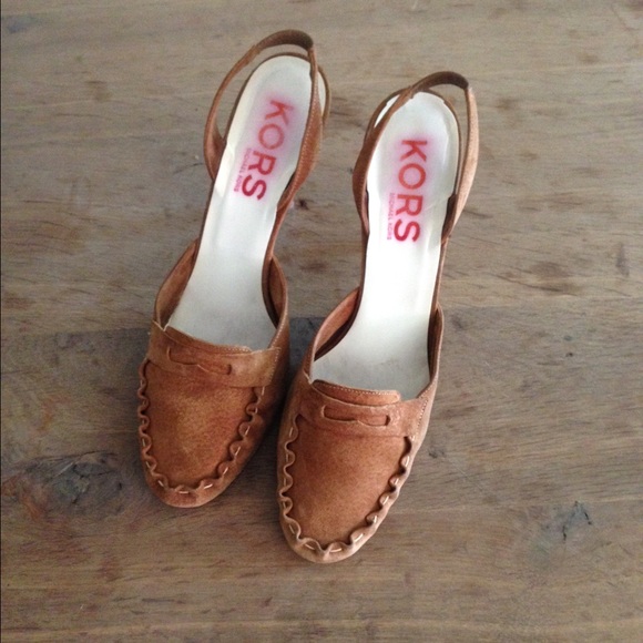 KORS Caramel leather sling back moccasins